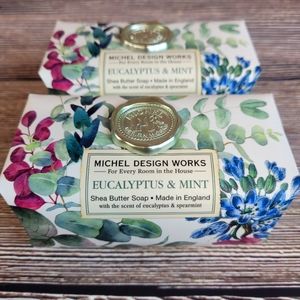 2 Michel Design Works Eucalyptus Mint Shea Butter Bath Soap Bar MADE IN ENGLAND